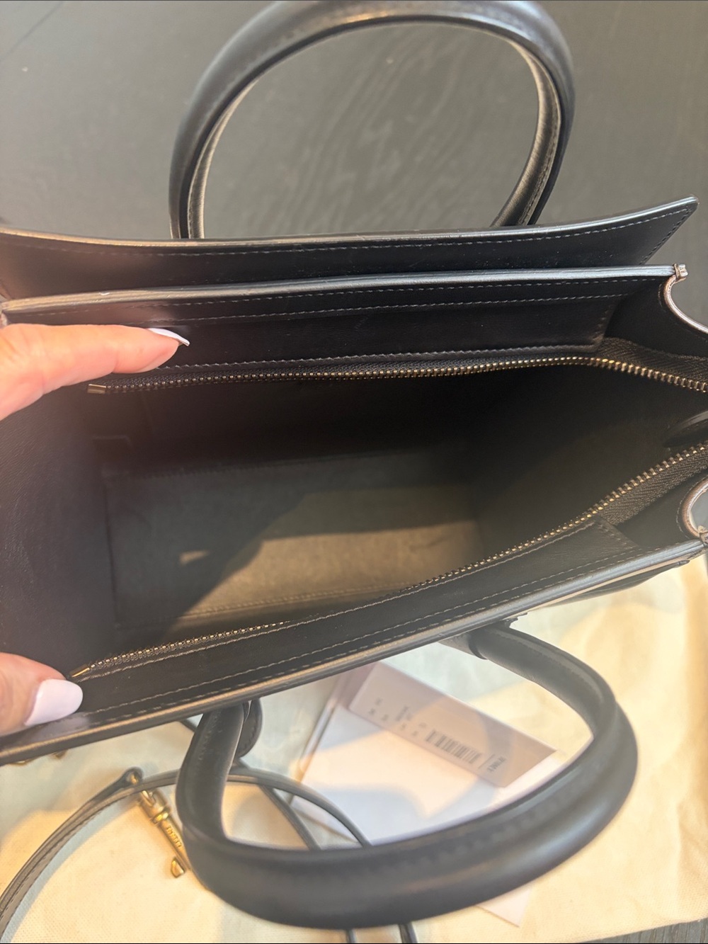 Celine Multicolor Leather Mini Luggage Tote - Black/Ivory/Tan - Picture 6 of 11
